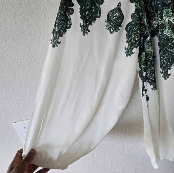 Arna York Collection Dress Womens Plus 26/28 Green White Button Up Paisley - Picture 14 of 16